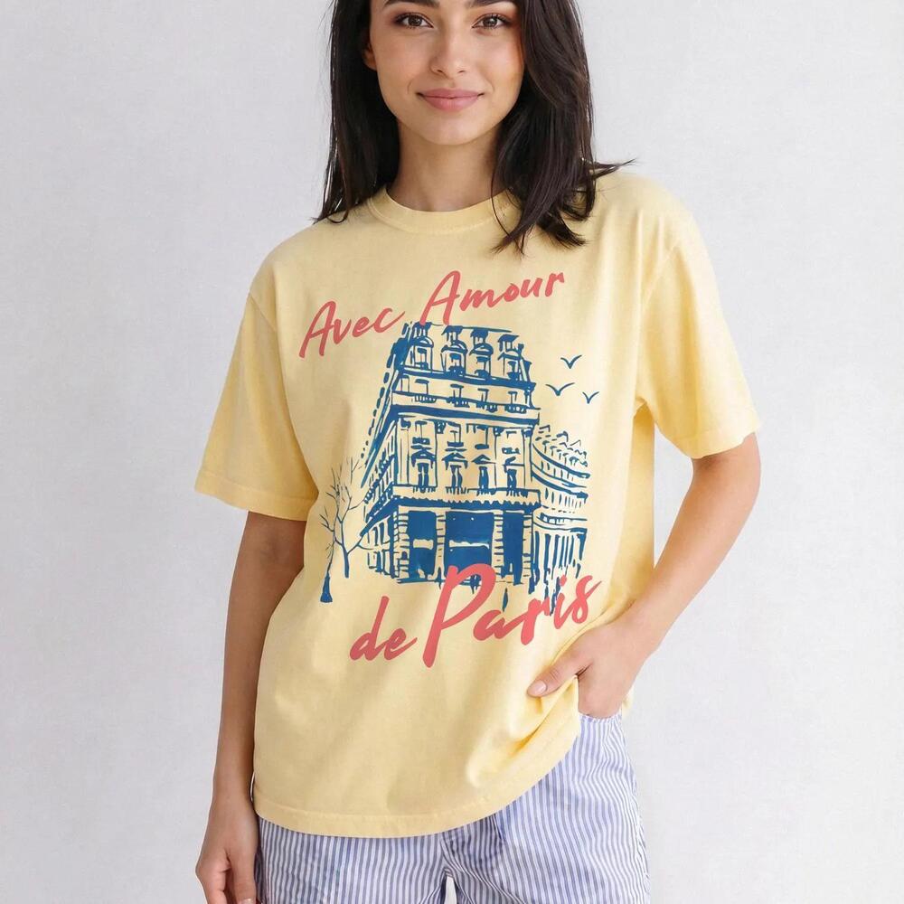 Paris Shirt, French Graphic Tee, Avec Amour De Paris Shirt T Shirt